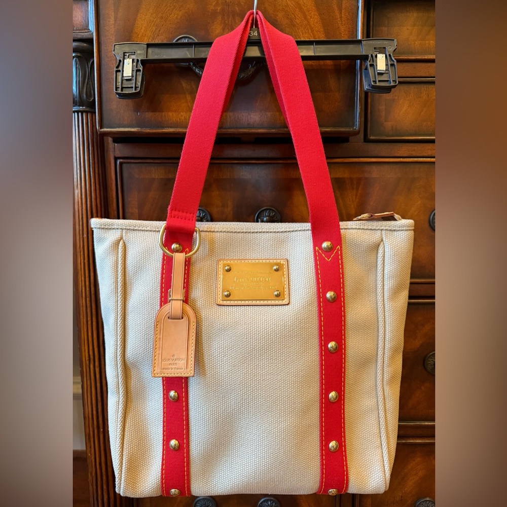 Pre Loved Louis Vuitton Toile Canvas  Antigua Cabas MM Beige Bag